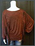 Burgundy Dolmen Style With Fringed Sleeves