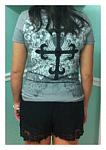 Gray T-Shirt with Black and White Crosses