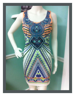 Peach Aztec Print BodyCon Dress