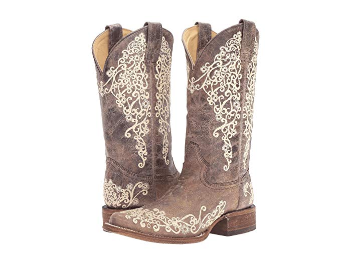 Corral - Brown Crater Distressed & Ivory Embroidered