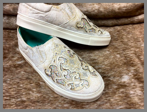 Corral Sneakers - White Glitter Inlay & Embroidery Slip-On