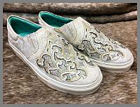 Corral Sneakers - White Glitter Inlay & Embroidery Slip-On